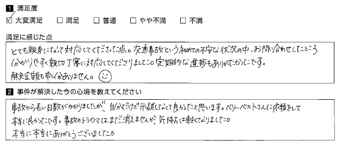 自分だけで示談しなくて良かったと思います