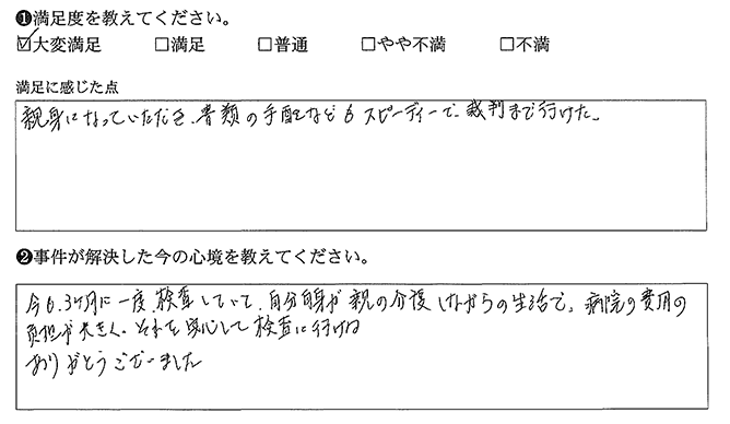 書類の手配などもスピーディーでした