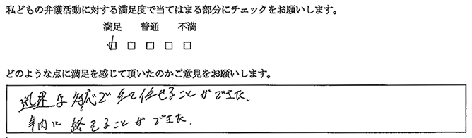 迅速な対応で任せることができた