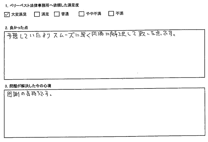 予想していたよりスムーズに早く円満に解決